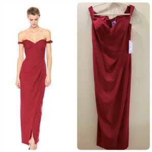 JS Collections Off the Shoulder Gown Dark Red